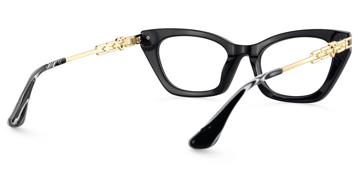 Siren - Cat Eye Black Eyeglasses | Vooglam Side View