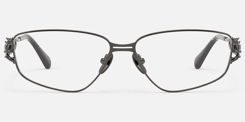 Spine - Geometric Metal Grey Eyeglasses | Vooglam