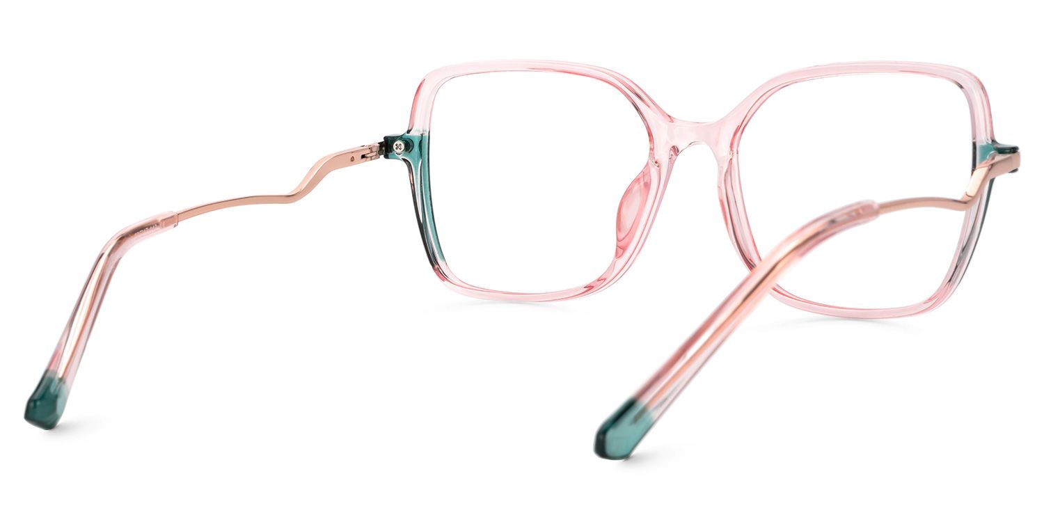Decima - Square Pink Eyeglasses | Vooglam Side View