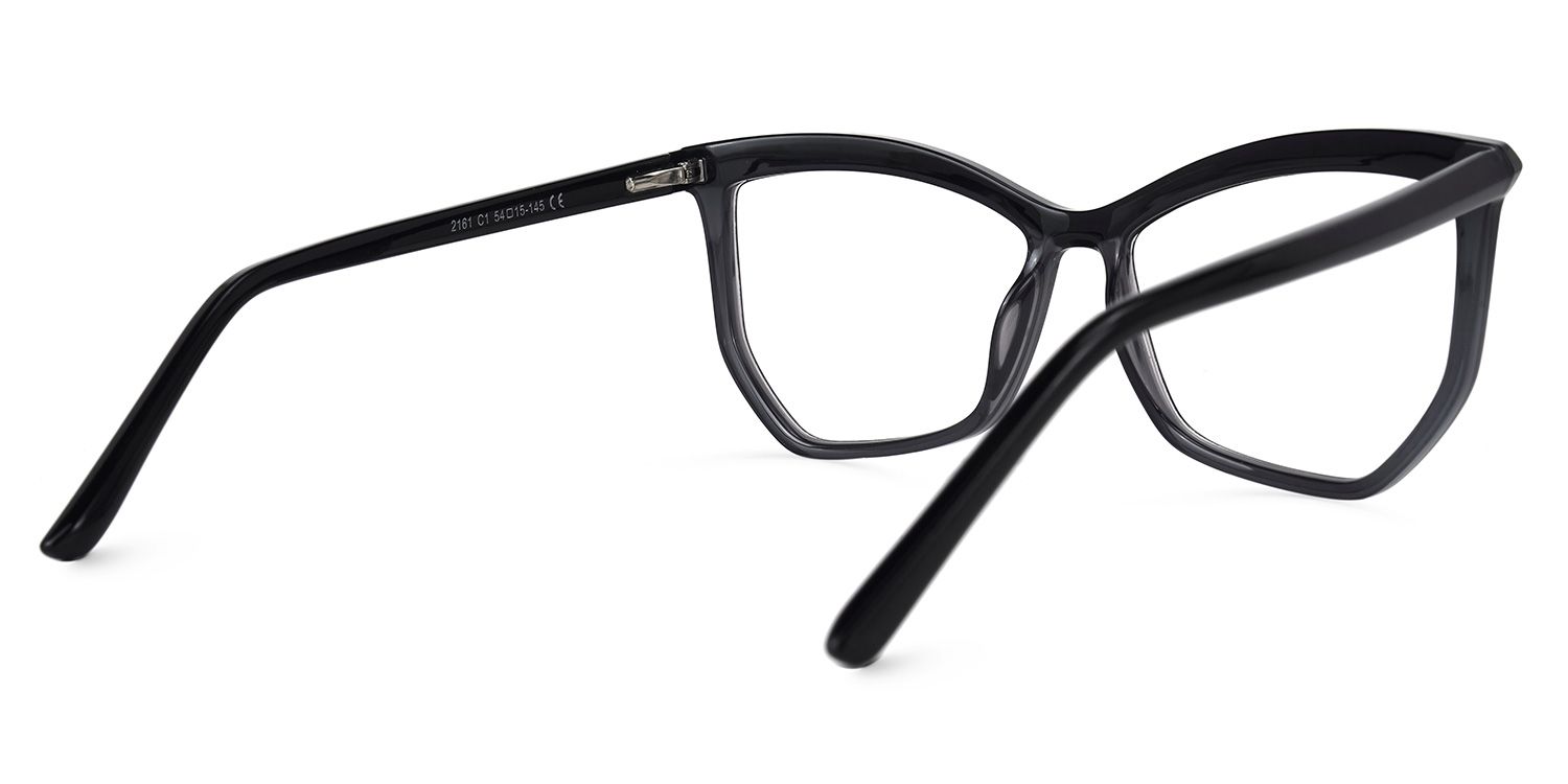 Wes - Butterfly Black/Grey Eyeglasses by Vooglam - Side View