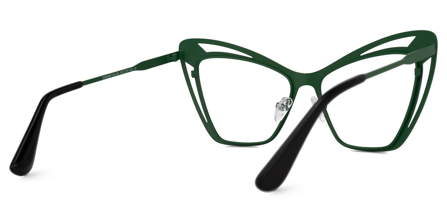 Jeanna - Cat Eye Green Eyeglasses by Vooglam - Side View