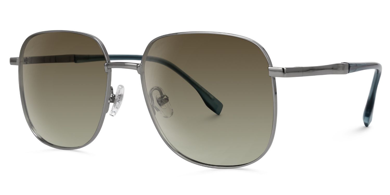 Eiichi - Square Silver Prescription Sunglasses by Vooglam - Front View