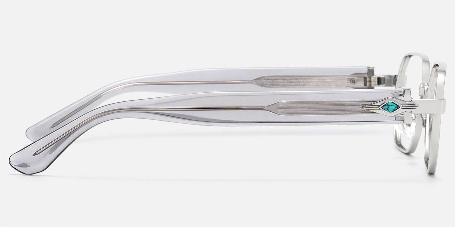 Orion - Silver & Clear Geometric Glasses | Vooglam Side View