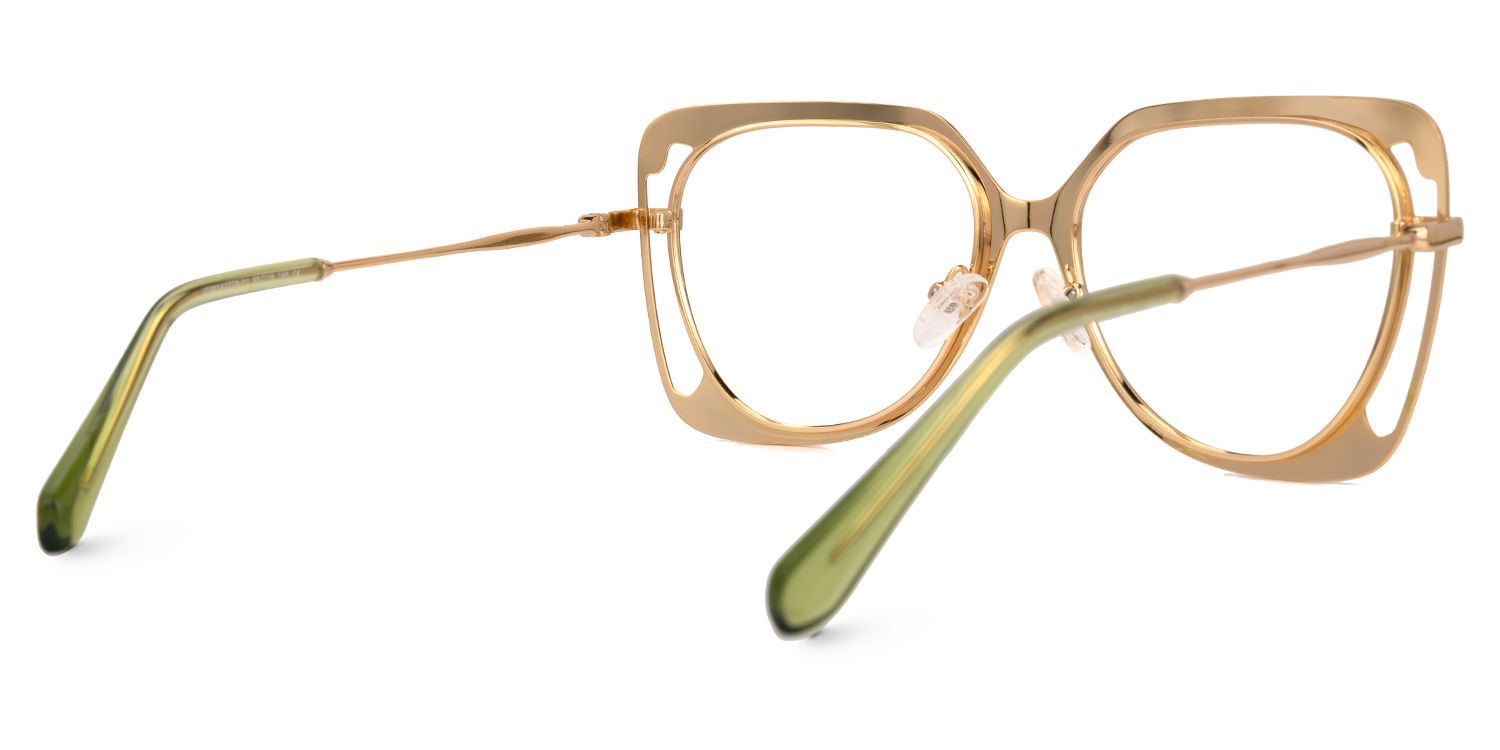 Adriaan - Square Gold Eyeglasses by Vooglam - Side View