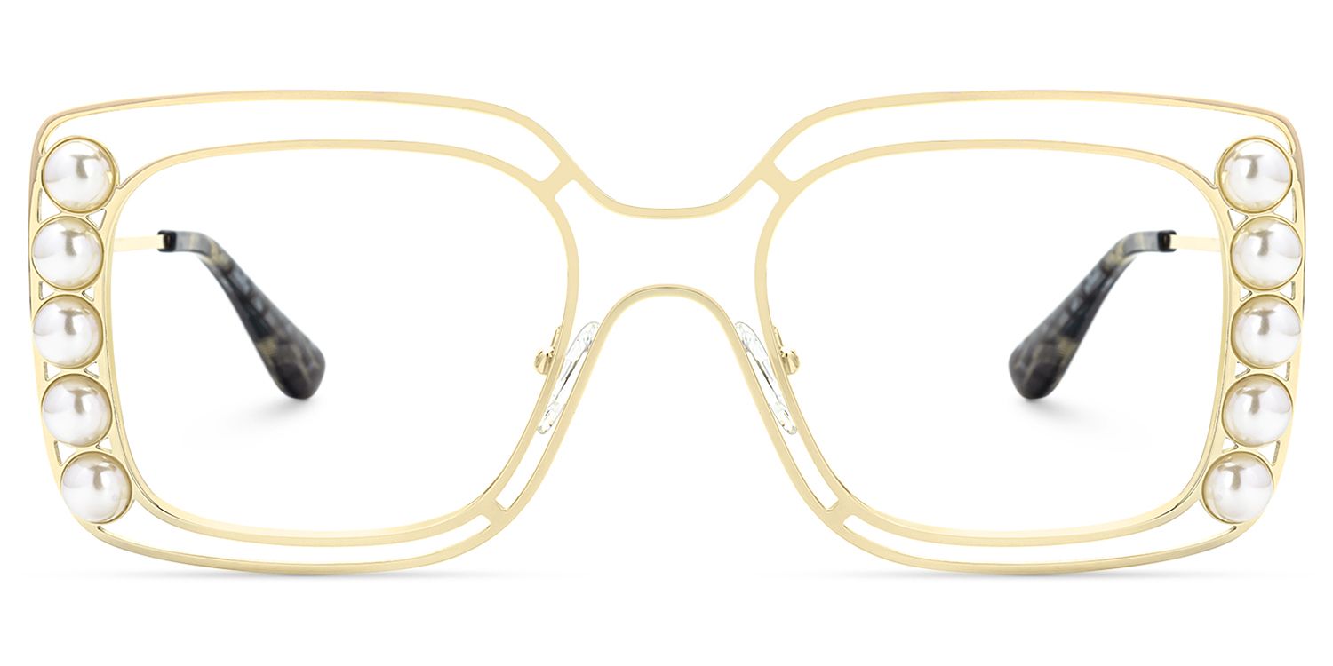 Lainey - Square Gold Eyeglasses | Vooglam Angle View