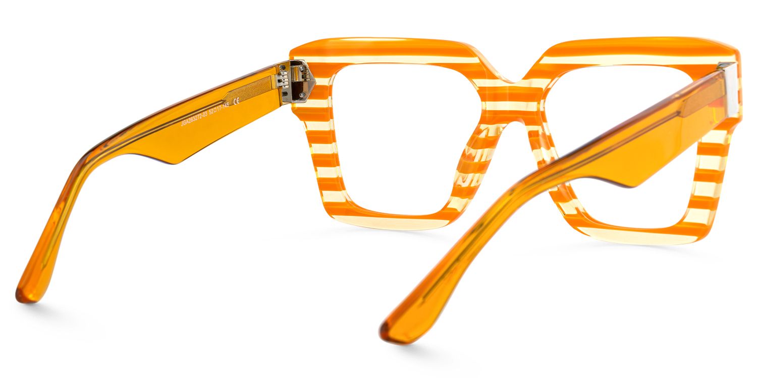 Azania - Square Orange Eyeglasses by Vooglam - Side View