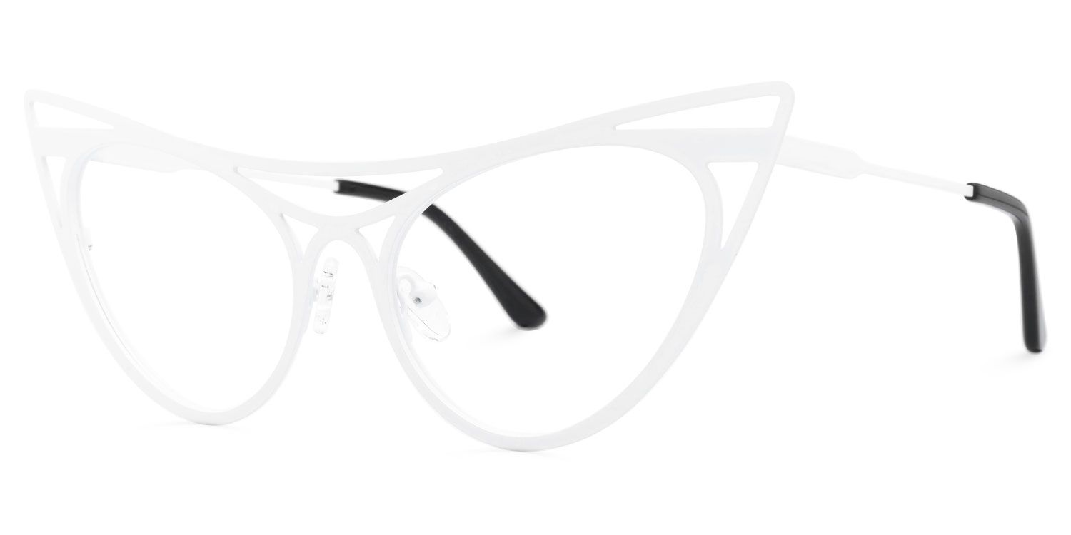 Elior - Cat Eye White Eyeglasses by Vooglam - Front View