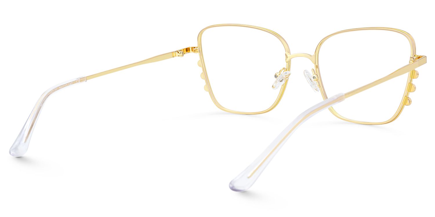 Hallam - Square Gold Eyeglasses | Vooglam Side View