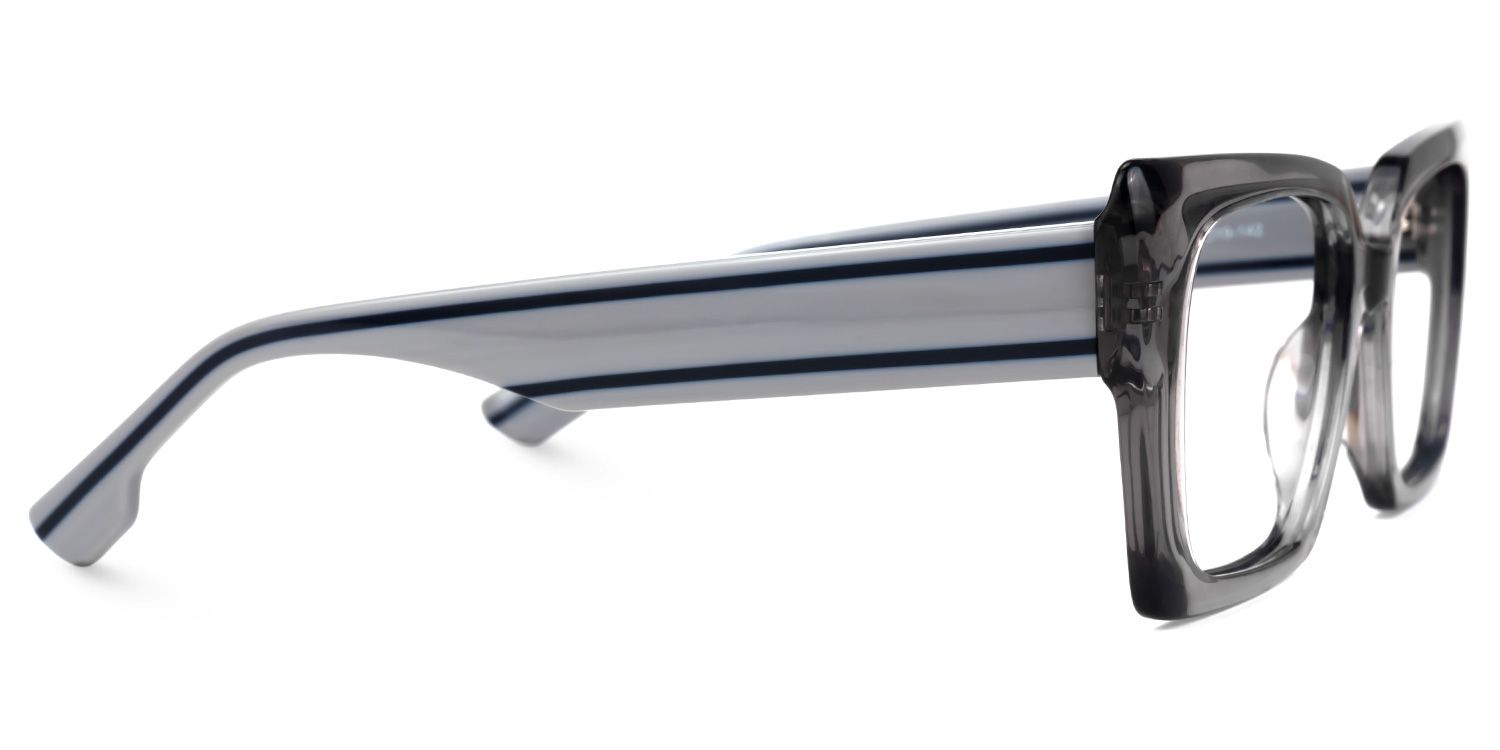 Denicia - Rectangle Grey Eyeglasses | Vooglam 4