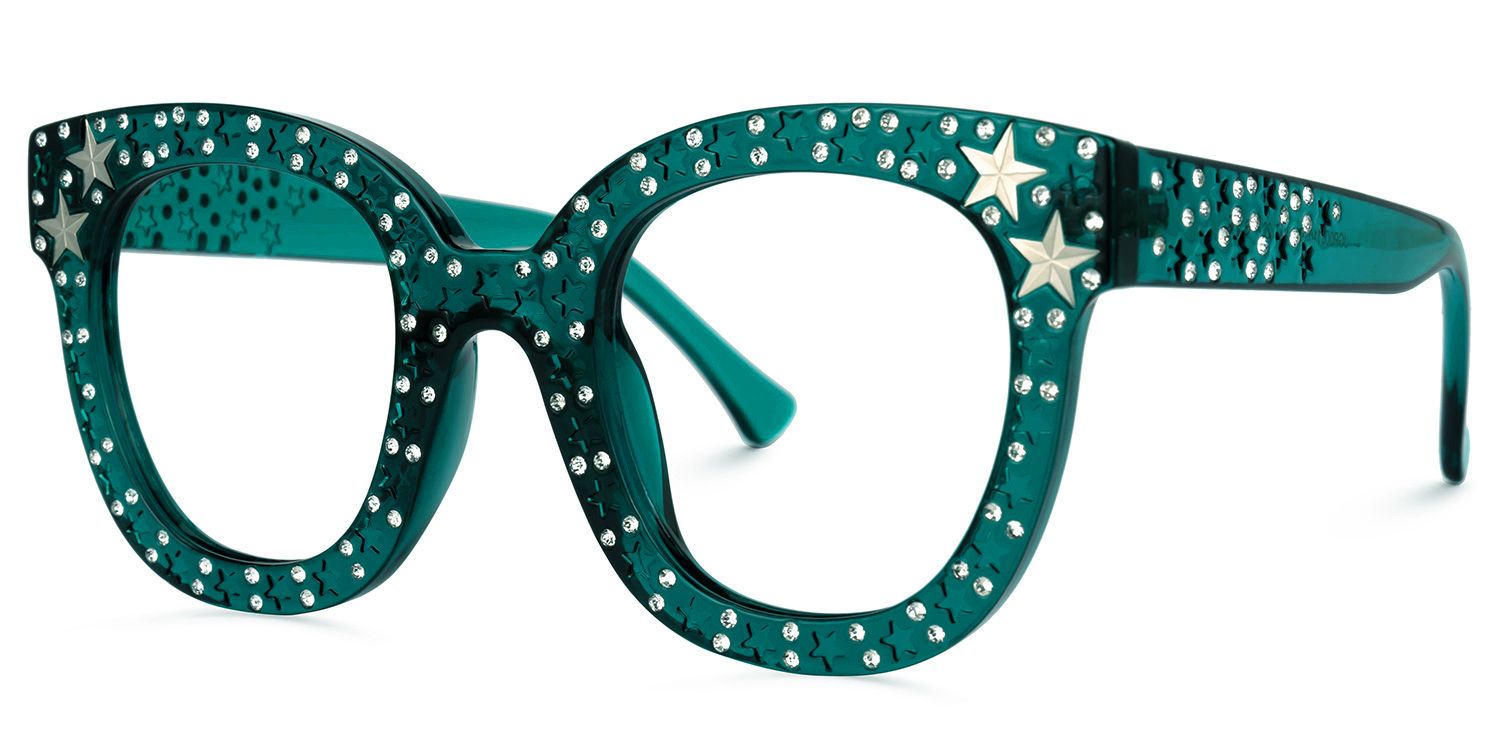 Candice - Square Green Eyeglasses | Vooglam Front View