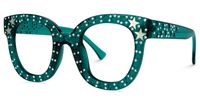Candice - Square Green Eyeglasses | Vooglam Front View