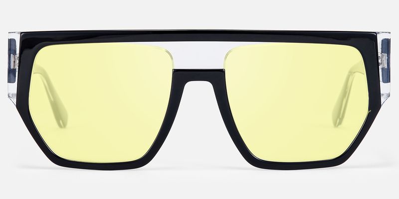 Inerney - Geometric Yellow Tinted Glasses | Vooglam