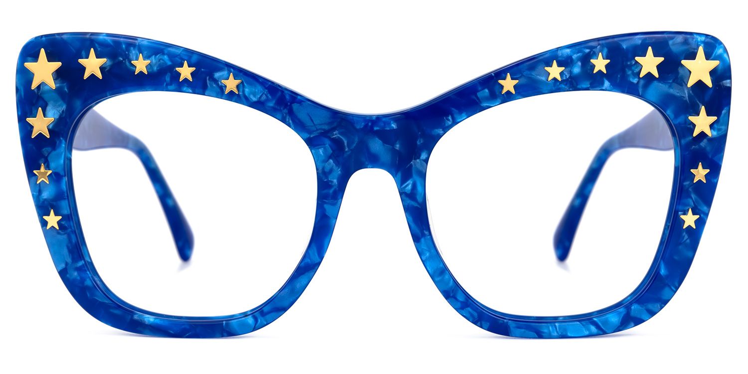 Adoracion - Butterfly Blue Eyeglasses | Vooglam Angle View