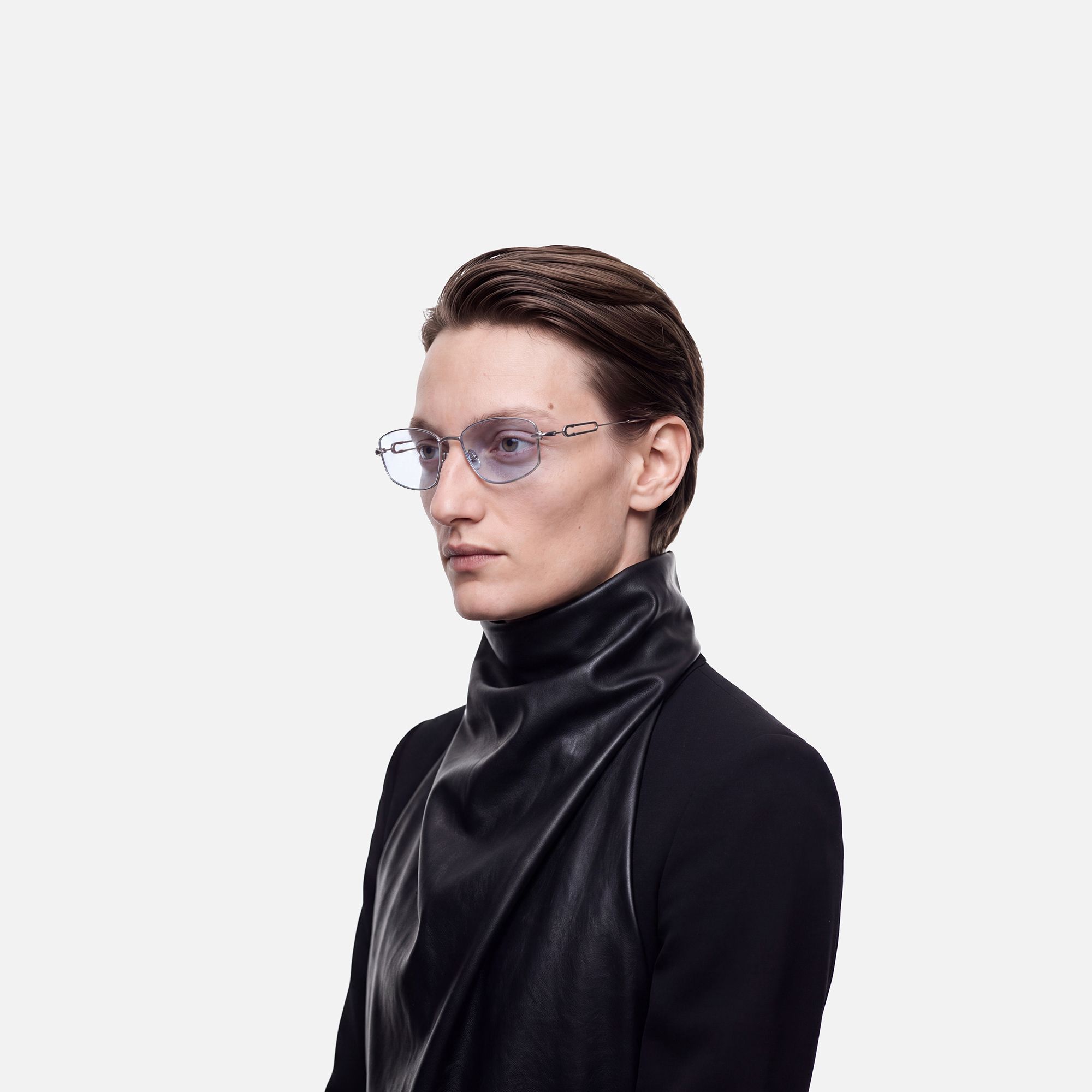 Bladework - Light Blue Tint Narrow Sunglasses | Vooglam On Model 4
