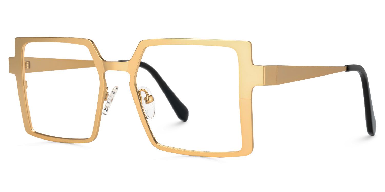 Elowen - Rectangle Gold Eyeglasses | Vooglam Front View