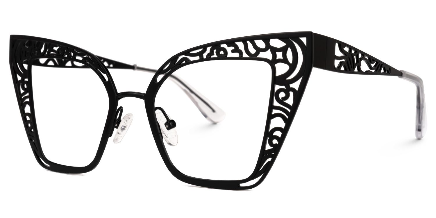 Agalia - Cat Eye Black Eyeglasses | Vooglam Front View