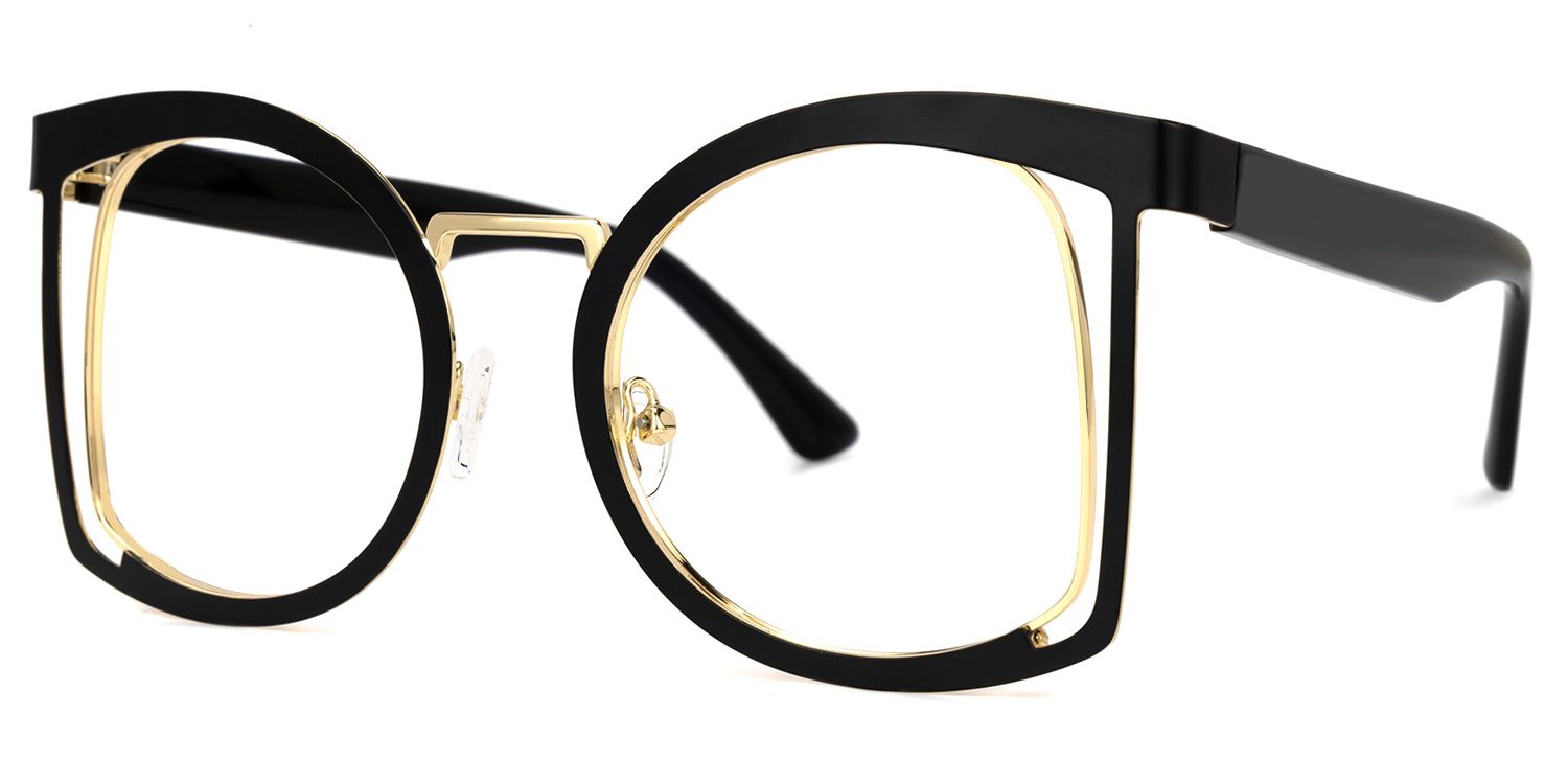 Adelita - Square Black Eyeglasses | Vooglam Front View