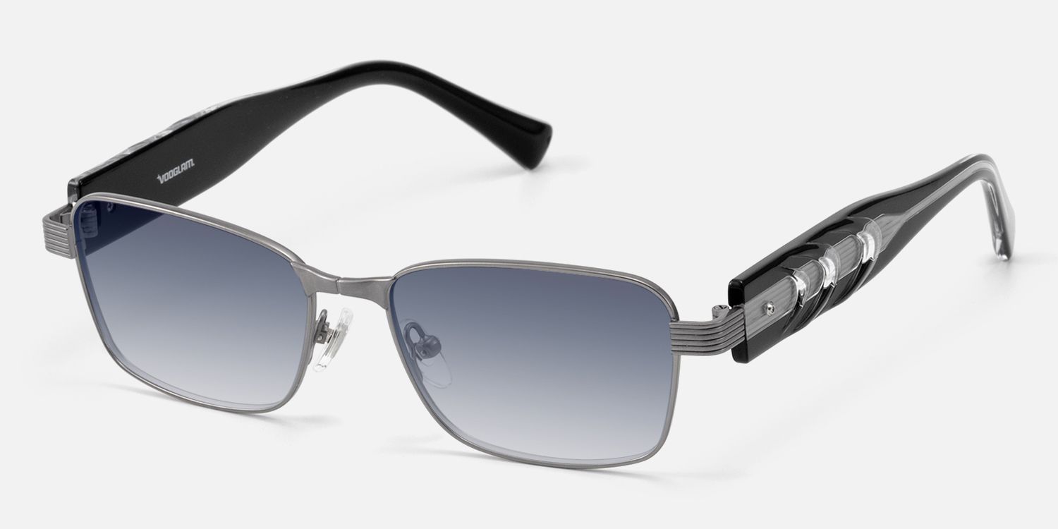 Toyo - Gradient Lens Gunmetal Rectangle Sunglasses | Vooglam Front View