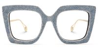 Faustus - Retro Blue Square Denim Glasses Frames | Vooglam Angle View