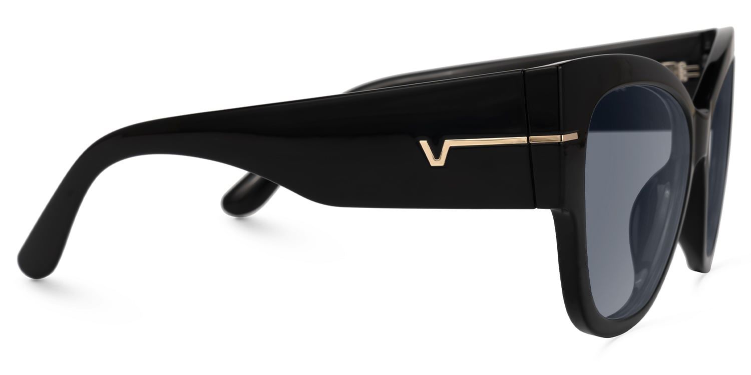 Elegant Black Cat-Eye Glasses with Gold Accents MadShade - Black Cat Eye Fake Glasses with Gold Accents  main image 4