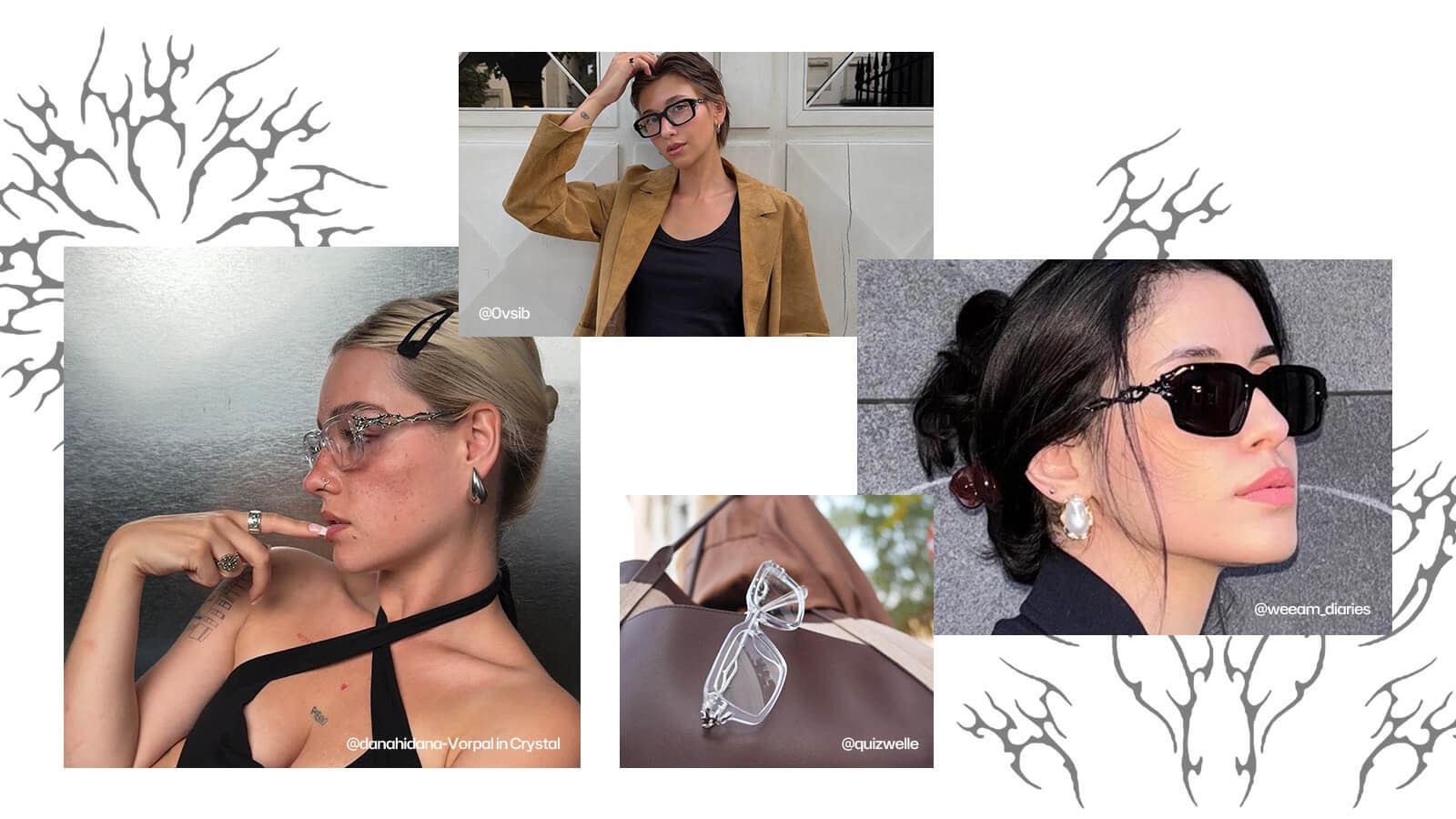 vorpal black and clear thorn templete rectangle glasses