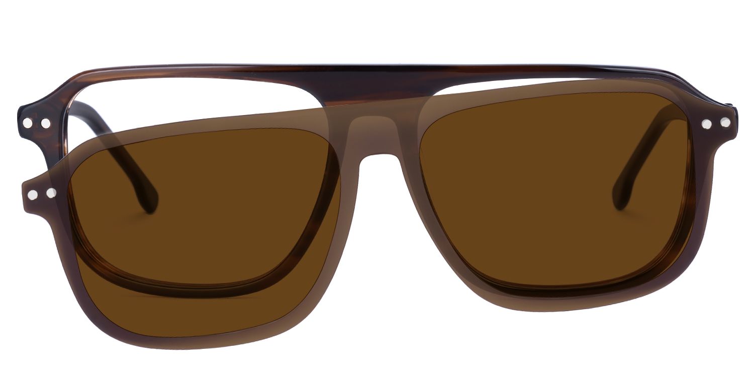 Naiser - Aviator Brown Sunglasses by Vooglam - Angle View