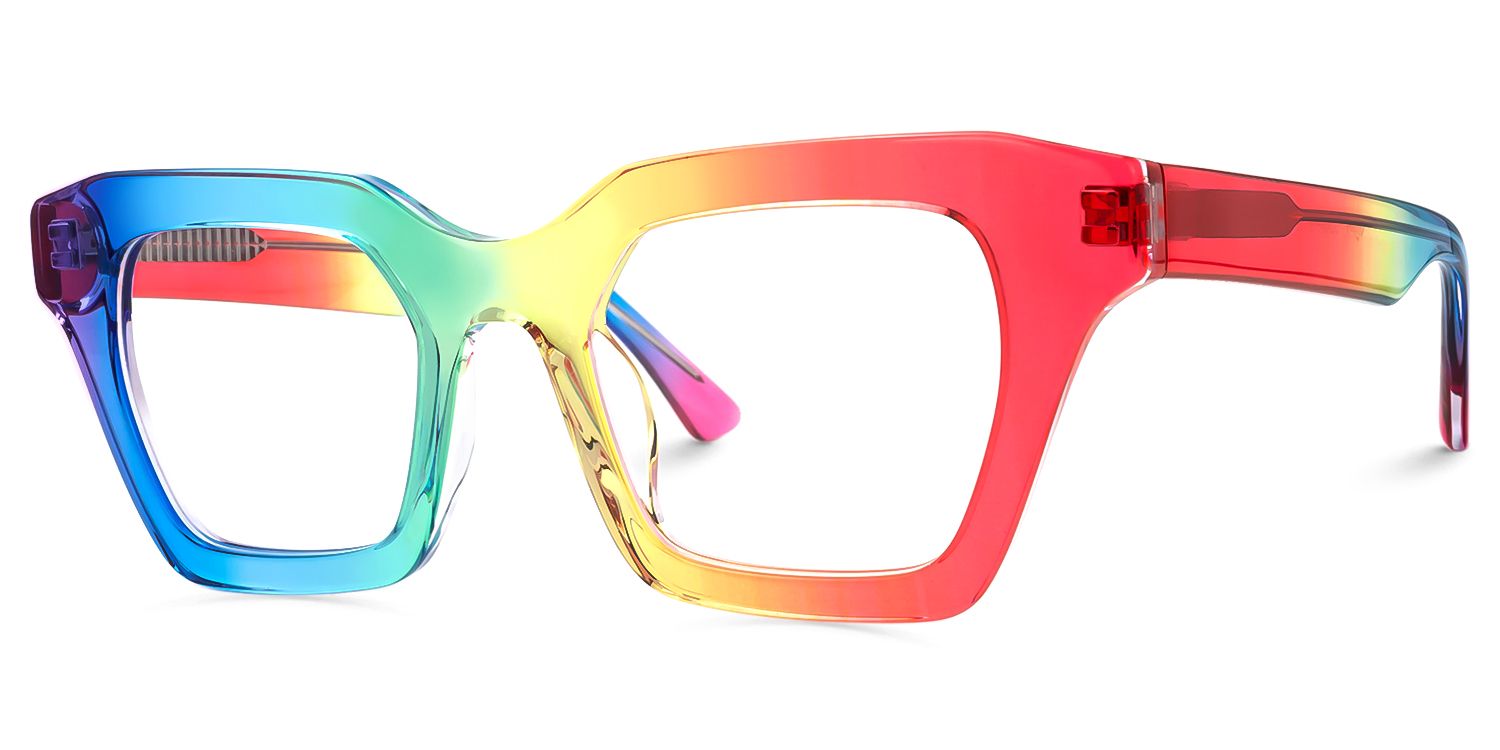 Haldis - Square Multicolor Eyeglasses | Vooglam Front View