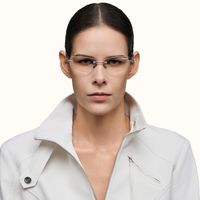 The Decoder - Avant-garde Geometric Silver Glasses | Vooglam On Model 1