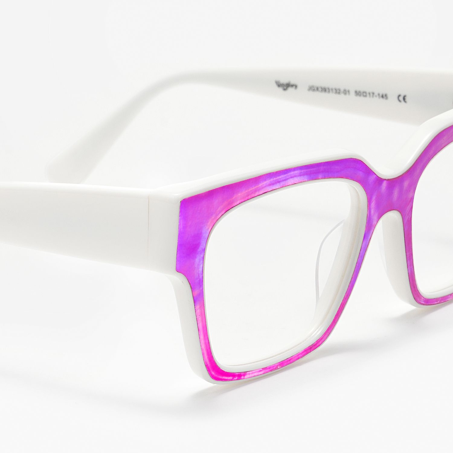 Qacha - Square Purple Eyeglasses | Vooglam Design Details