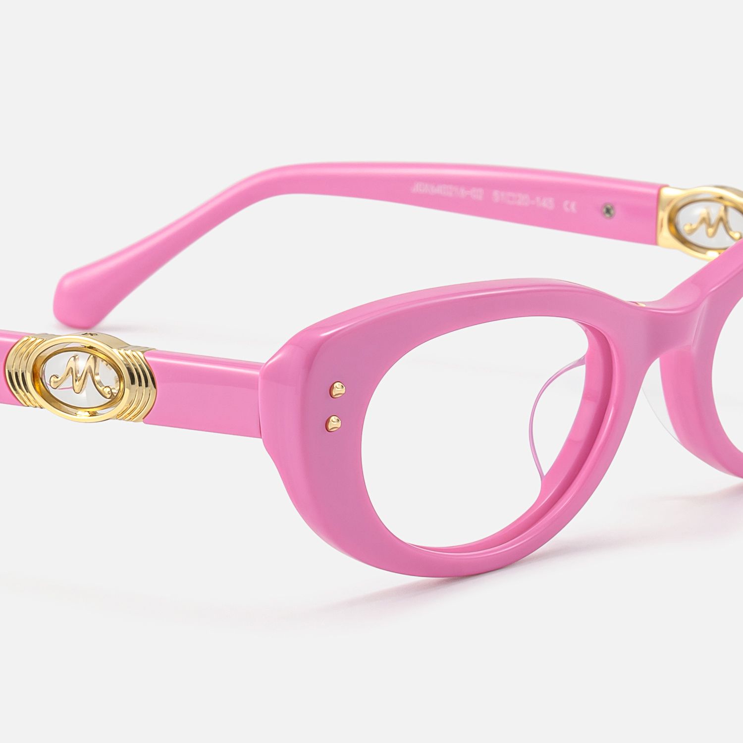Ginza - Pink Acetate Narrow Cat Eye Rave Glasses | Vooglam Design Details