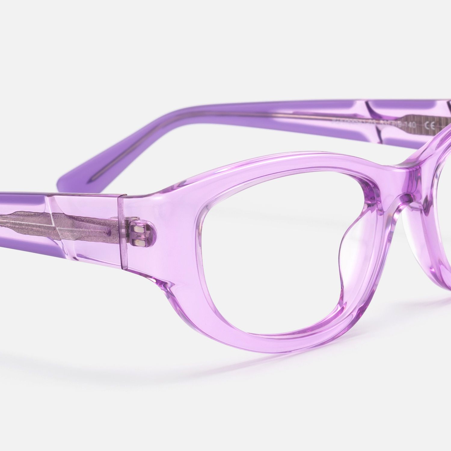 Bubble - Clear Lavender Oval Rectangle Glasses by Vooglam - Design Details
