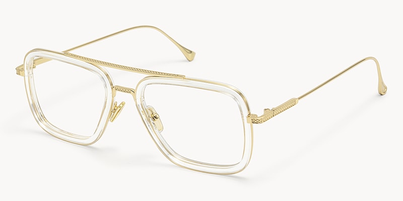 Alvira - Clear Aviator Glasses Gold Frame