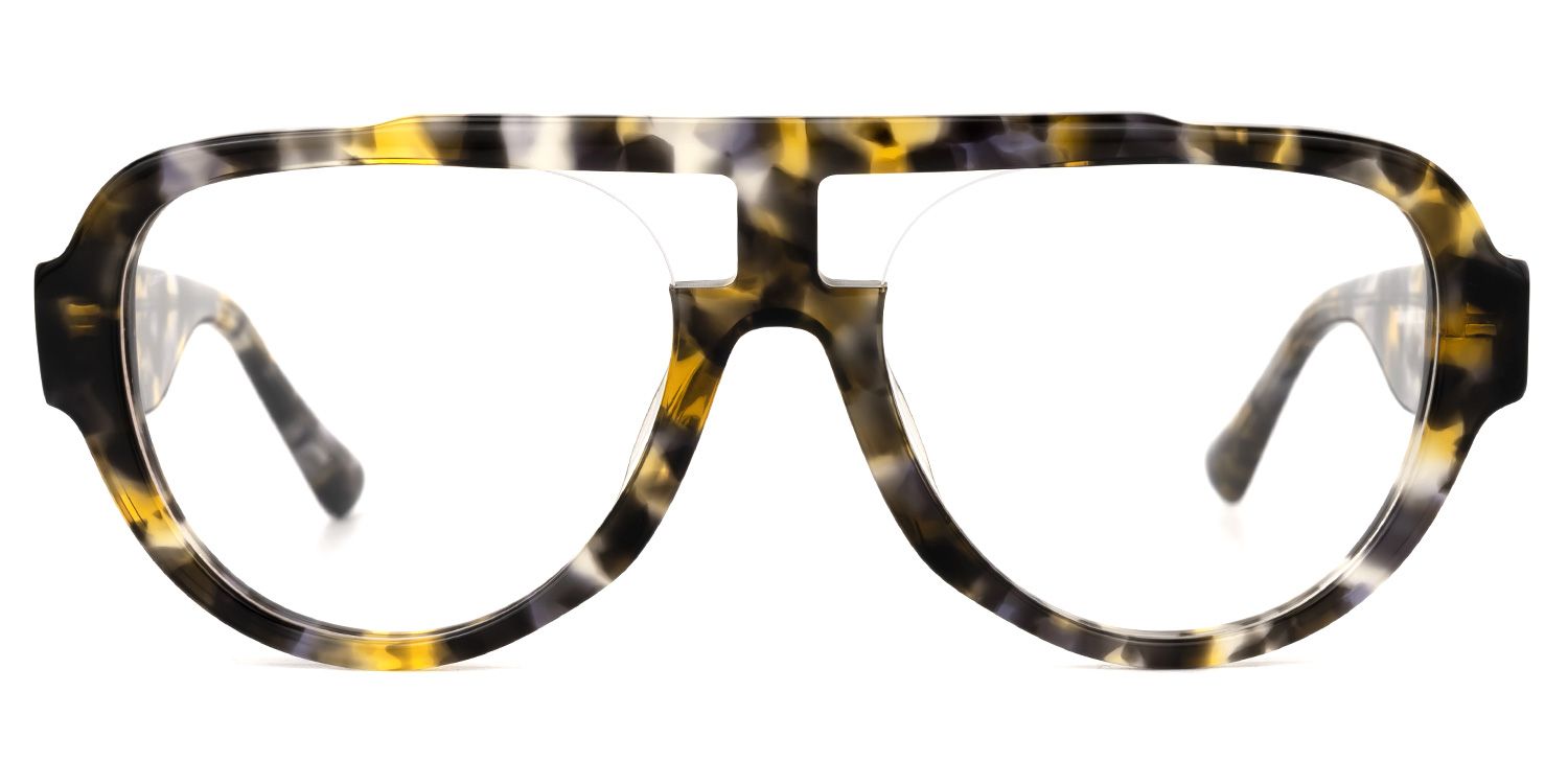 Adnan - Aviator Yellow/Tortoise Eyeglasses by Vooglam - Angle View