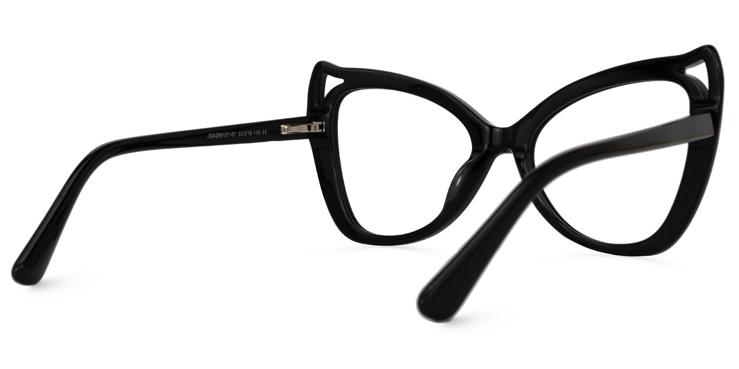 Bahadur - Cat Eye Black Eyeglasses | Vooglam Side View