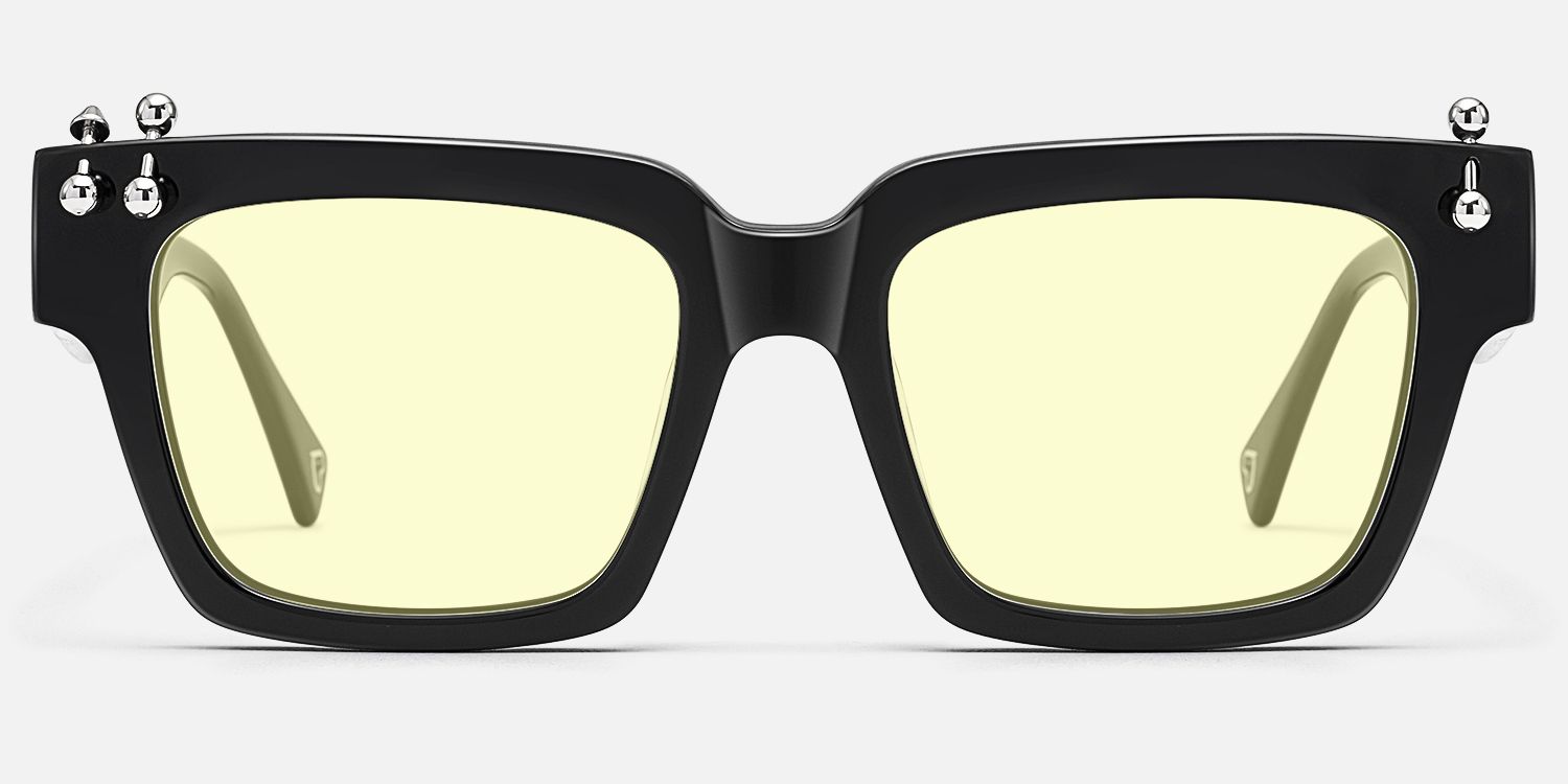 PIERCE - Sleek Square Black Sunglasses | Vooglam Angle View