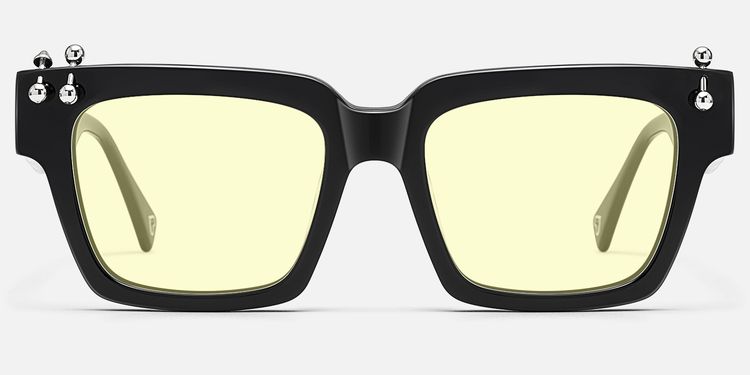 PIERCE - Black Pierced Square Yellow Tinted Shades | Vooglam