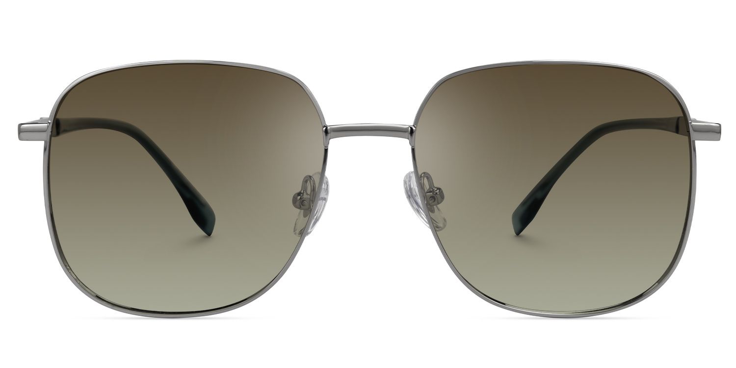 Eiichi - Square Silver Prescription Sunglasses by Vooglam - Angle View