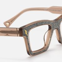 Ganya - Square Brown Eyeglasses | Vooglam Design Details