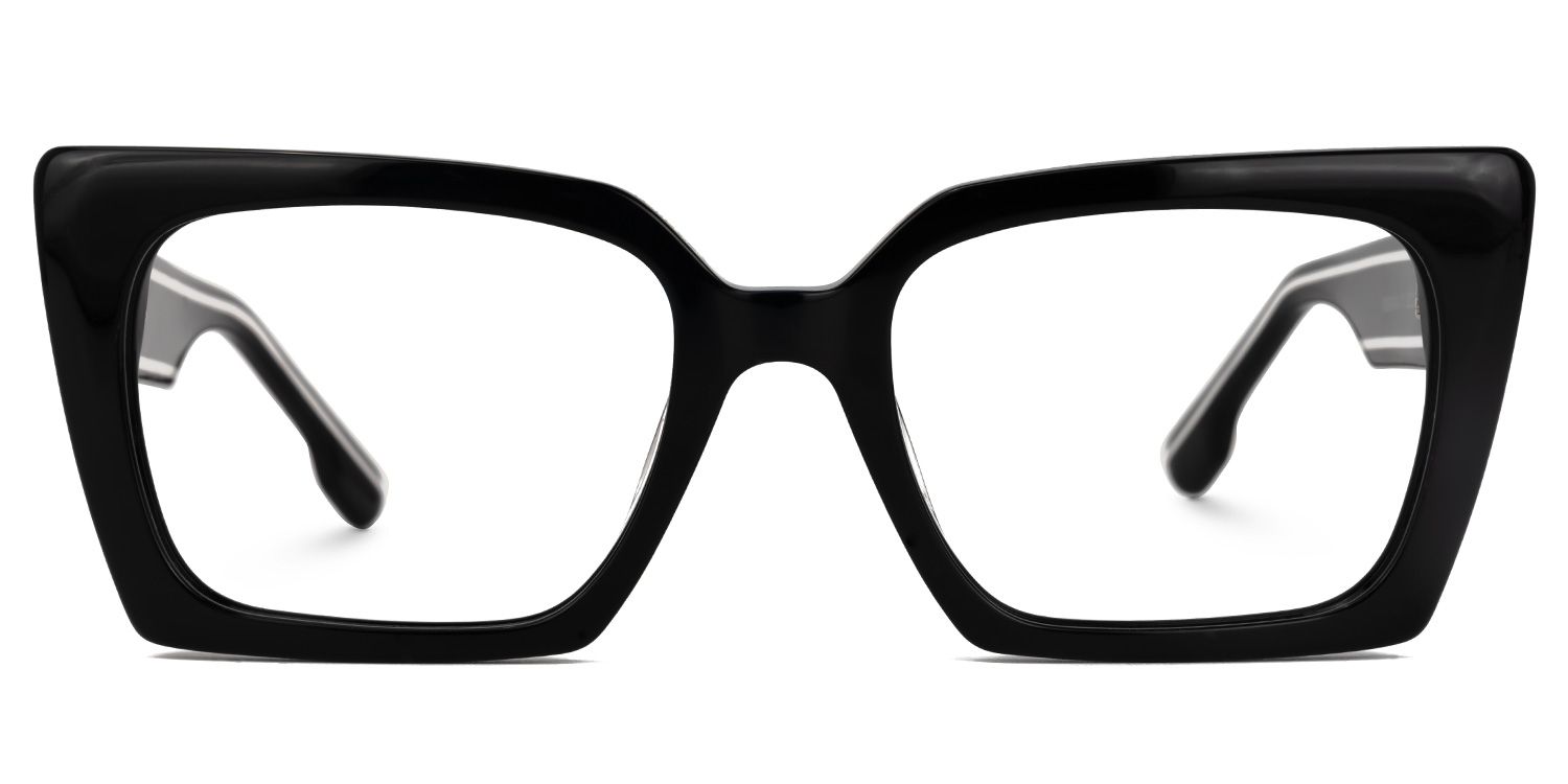 Denicia - Rectangle Black Eyeglasses | Vooglam Angle View
