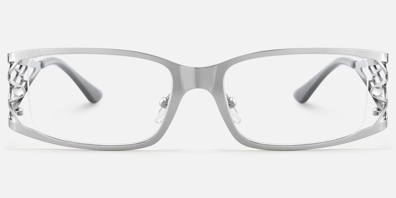 Rainey - Rectangle Silver Eyeglasses product detail 2