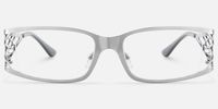 Rainey - Rectangle Silver Eyeglasses | Vooglam Angle View