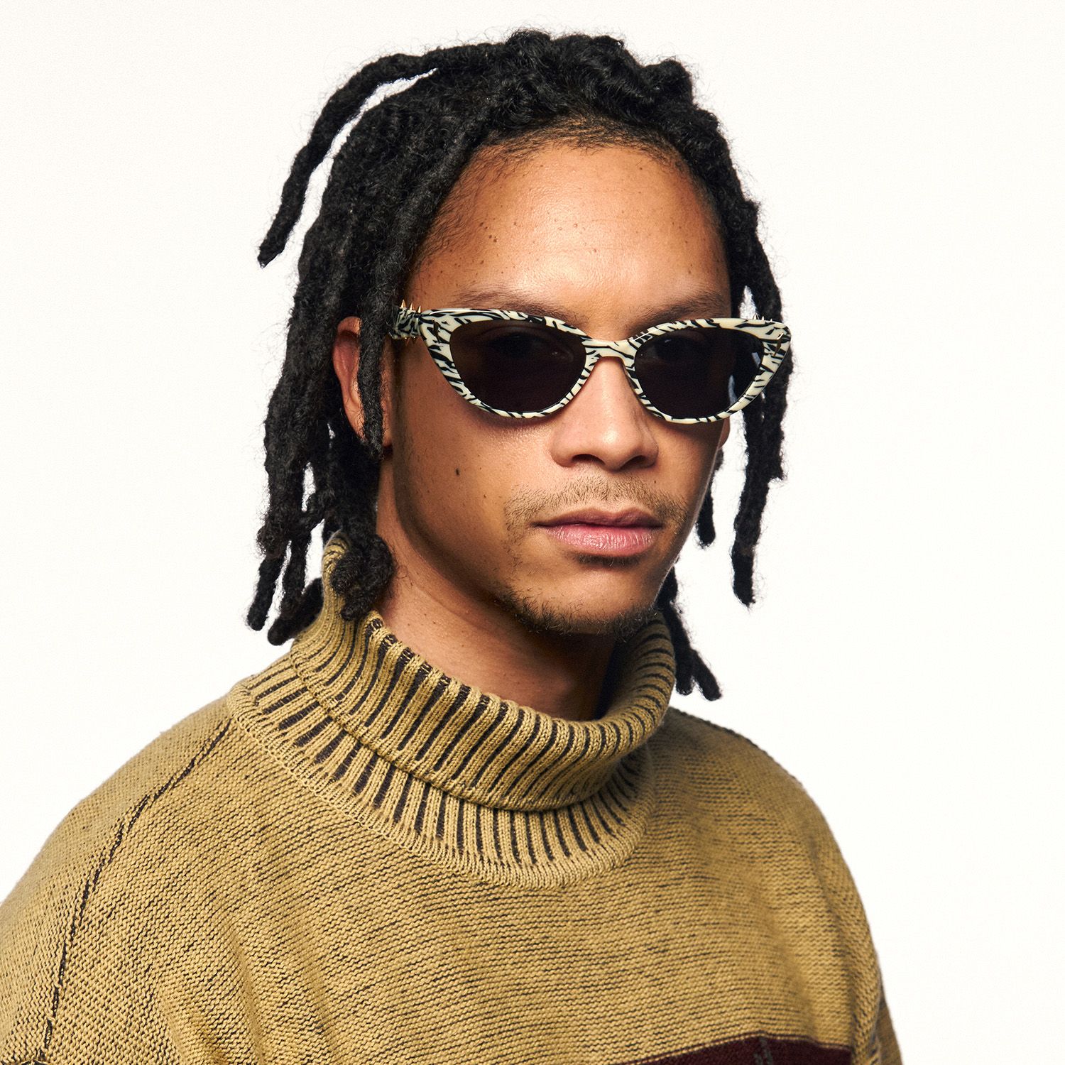As If - Gold Spike Zebra Print Sunglasses | Vooglam On Model 1