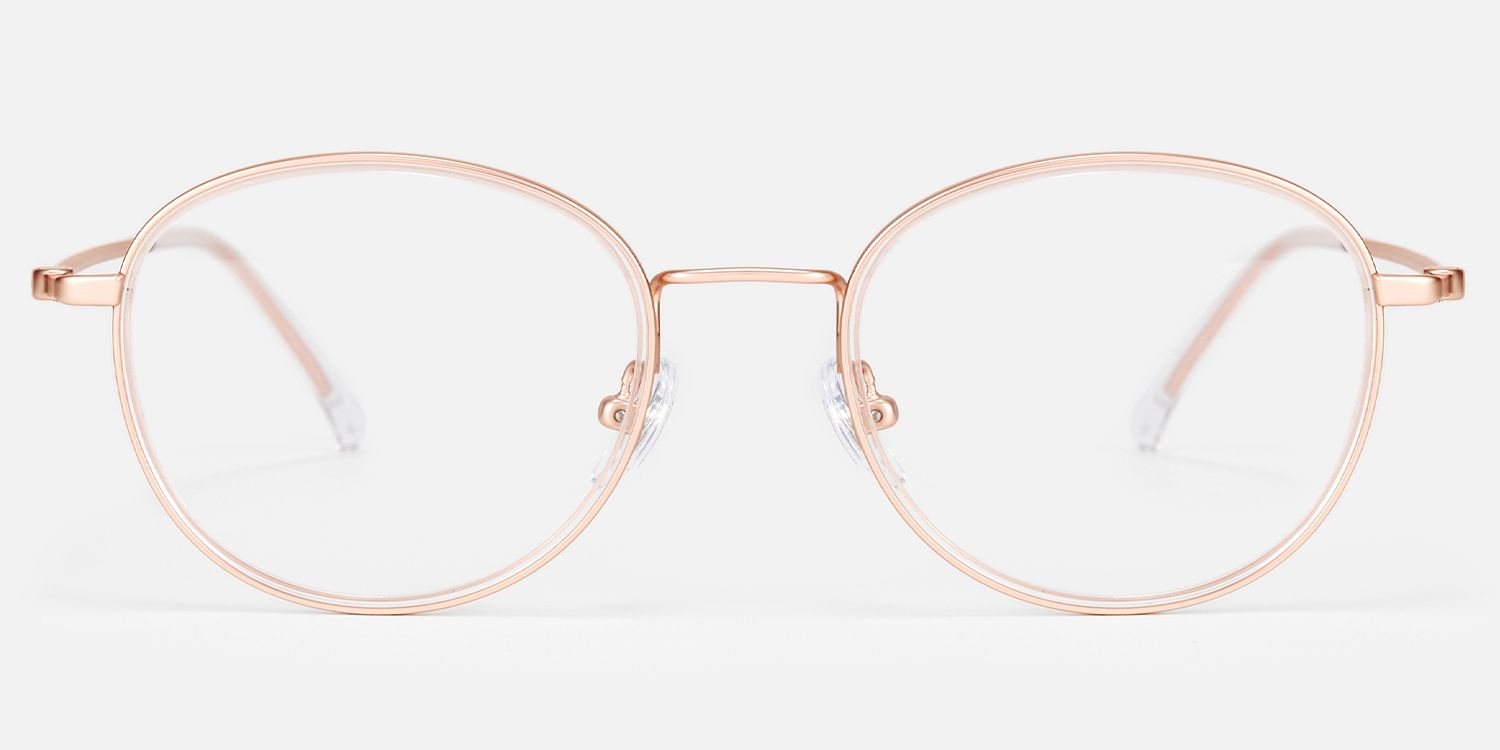 Harlow - Oval Gold Eyeglasses | Vooglam Angle View