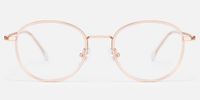 Harlow - Oval Gold Eyeglasses | Vooglam Angle View