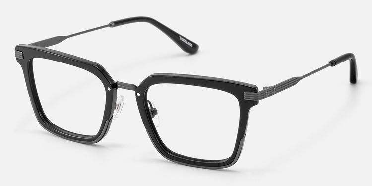 Kassel - Matte Gunmetal Modular Square Glasses | Vooglam