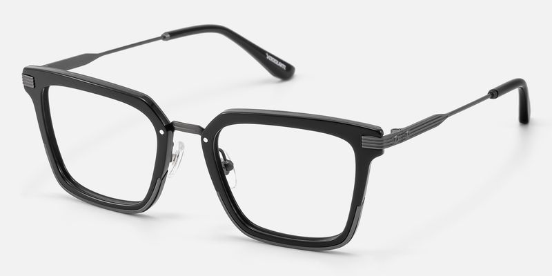 Kassel - Matte Gunmetal Modular Square Glasses | Vooglam