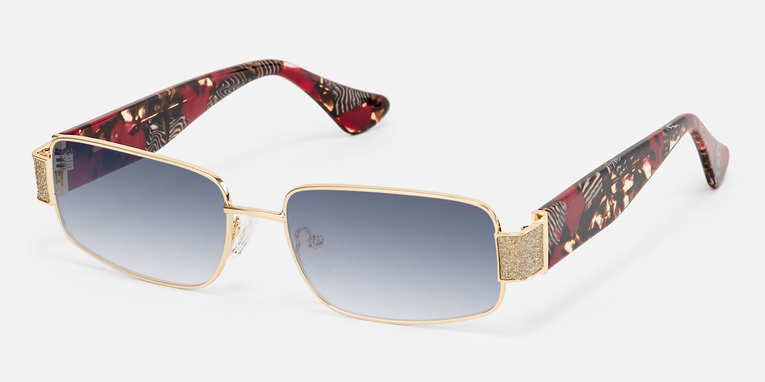 Alexandra - Rectangle Floral Sunglasses | Vooglam Front View