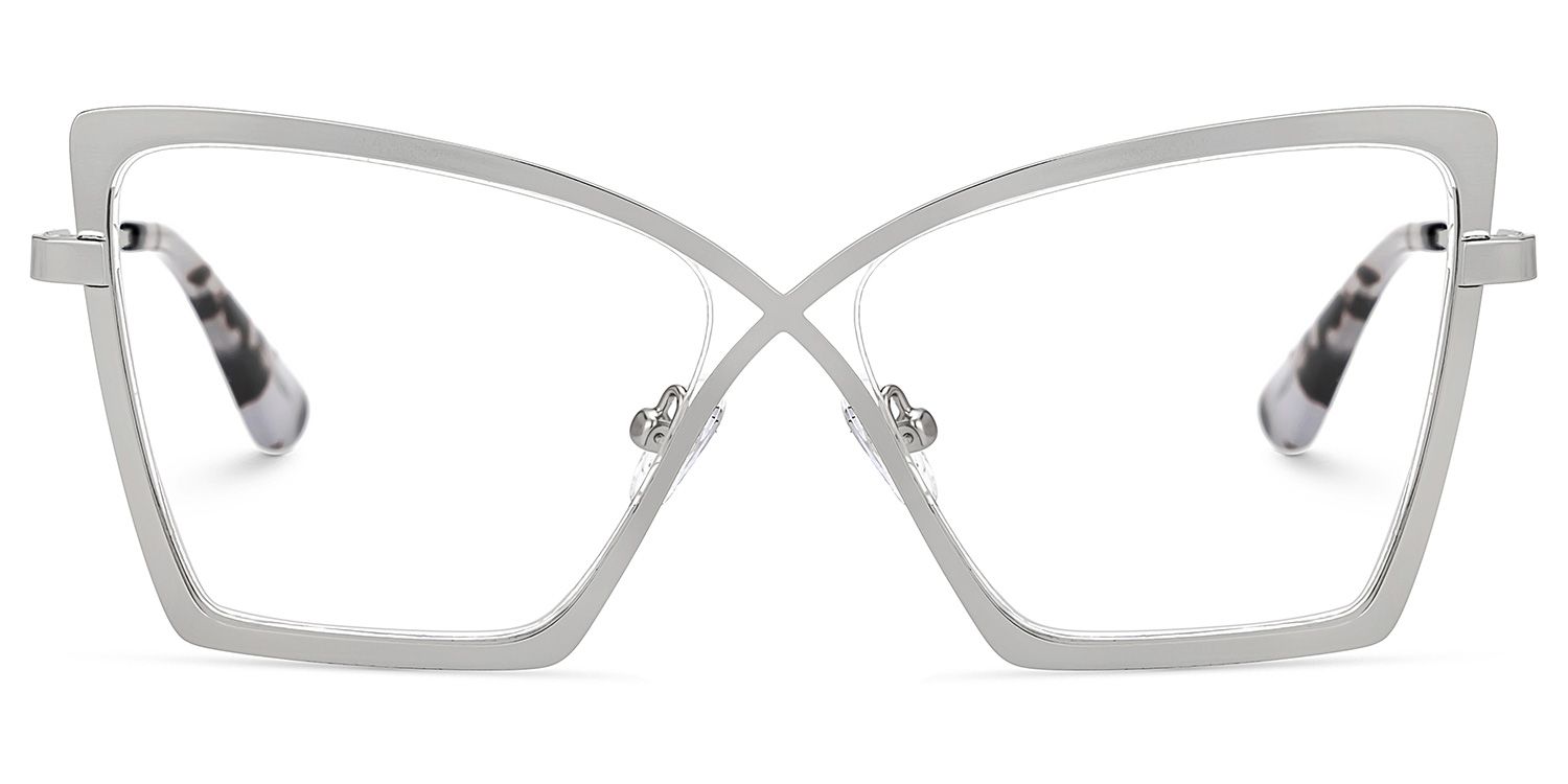 Felicja - Butterfly Silver Eyeglasses by Vooglam - Angle View