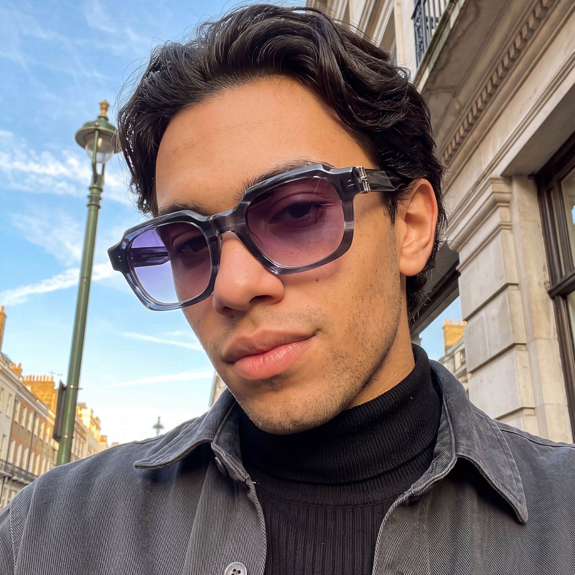 Vooglam Street Style in Real Life: Vernon - Olive Green Striped Gradient Sunglasses by Vooglam