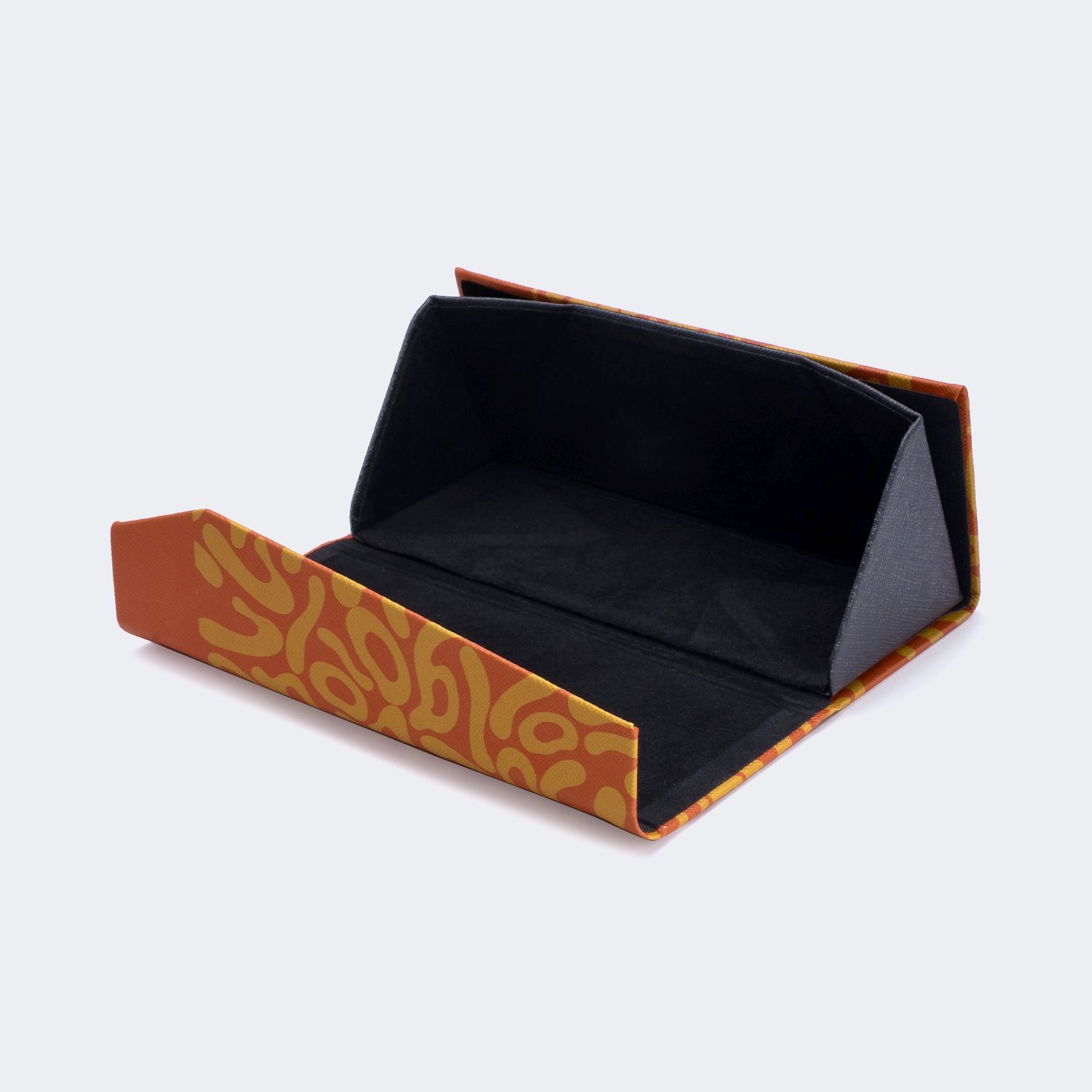Stylish Foldable Glasses Case - Vibrant Orange Design - Side View